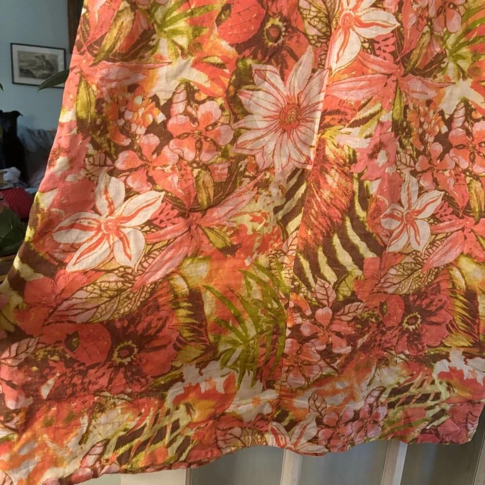 Floral Linen Sleeveless Dress - Multicolor - Picture 7 of 7